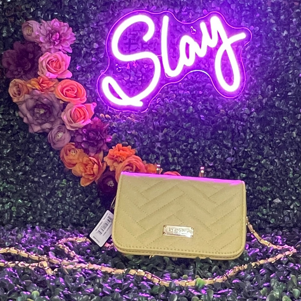 NWT Bebe Mustard Sophia Mini Crossbody